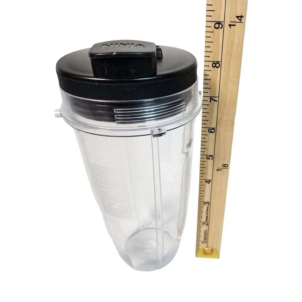 Nutri Ninja 24 oz Single Serve Blender Cup with Black Sip and Seal Lid Clear